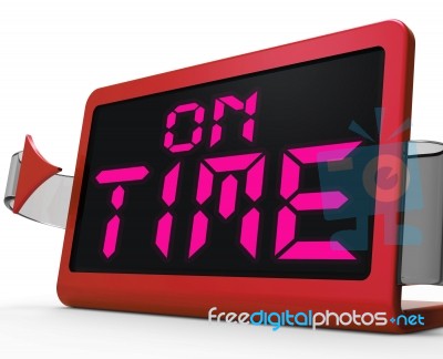 On Time Clock Shows Punctual And Reliable Stock Image