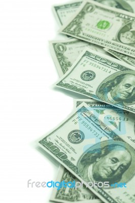 One Hundred Dollars And One Dollars Pile As Background Stock Photo