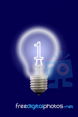 One Number Glow Inner Electric Lamp Stock Photo