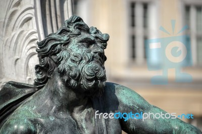 One Of The Four Chained Warriors At The Base Of King Frederic Th… Stock Photo
