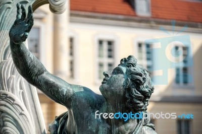 One Of The Four Chained Warriors At The Base Of King Frederic Th… Stock Photo