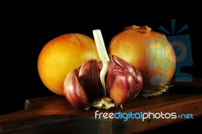 Onions And Garlic Stock Photo
