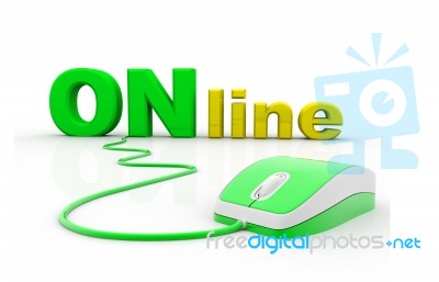 Online And Computer Mouse Stock Image