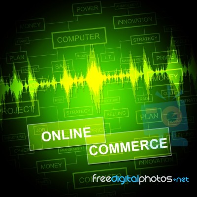 Online Commerce Means Internet Trade And Business Stock Image