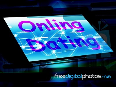 Online Dating On Phone Shows Romancing And Web Lover Stock Image