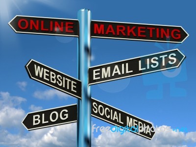 Online Marketing Signpost Stock Image Online Marketing Signpost Stock Image