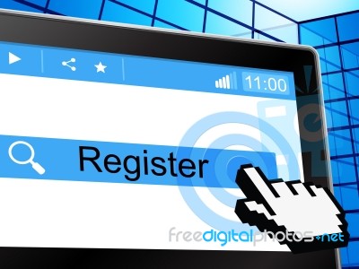 Online Register Means World Wide Web And Registering Stock Image