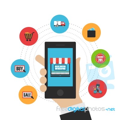 Online Shopping Flat Icon Stock Image
