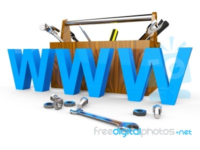 Online Tools Shows World Wide Web And Apparatus Stock Image