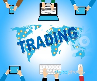 Online Trading Indicates Web Site And Commerce Stock Image