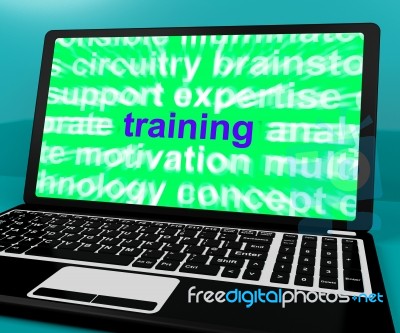 Online Training Computer Message Shows Web Learning Stock Image