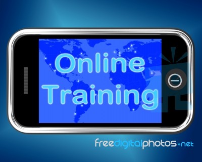 Online Training Words On Mobile Stock Image