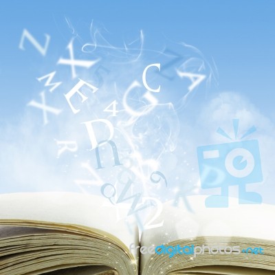 Open Book On A Cloud Stock Photo