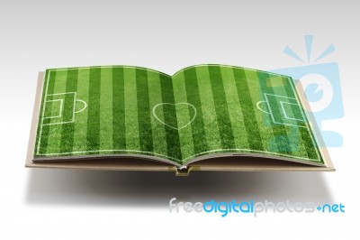 Open Book With Soccer Stadium Stock Image