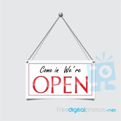 Open Label Sign Hanging Simple Style Stock Image