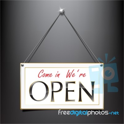 Open Label Sign Luxury Hanging Style Stock Image