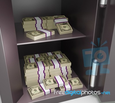 Open Safe With Money Showing Bank Accounts Stock Image