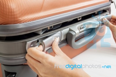 Open Suitcase Stock Photo