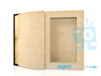 Opened Ancient Paper Book With A Hole In A Middle For Hiding Something Inside Stock Image