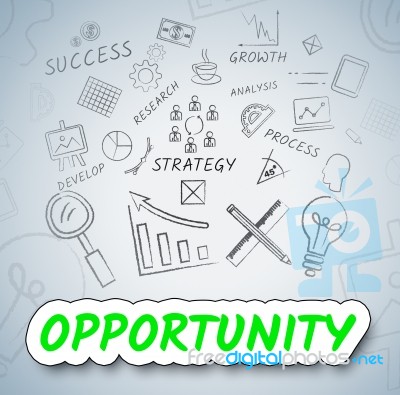 Opportunity Ideas Shows Planning Possibility And Choose Stock Image