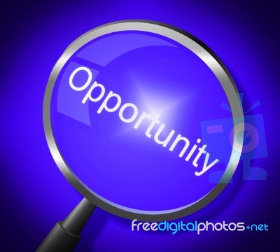 Opportunity Magnifier Means Search Magnify And Chances Stock Image