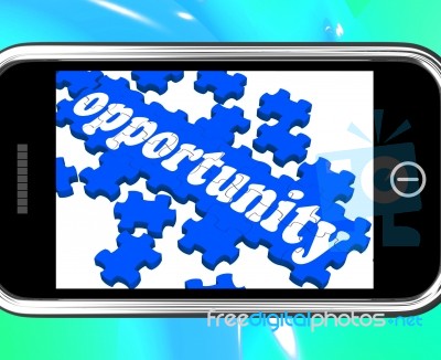 Opportunity On Smartphone Shows Big Chances Stock Image