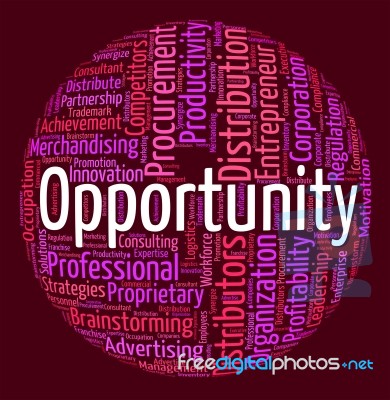 Opportunity Word Indicates Possibilities Opening And Words Stock Image