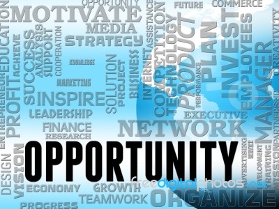 Opportunity Words Show Business Possibilities And Chances Stock Image