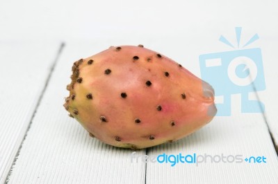 Opuntia Ficus-indica Cactus Fruit On A White Background Stock Photo
