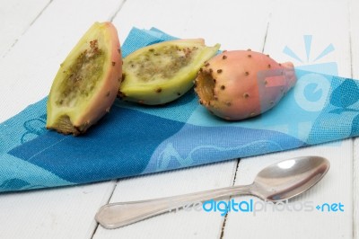 Opuntia Ficus-indica Cactus Fruits On A White Background Stock Photo