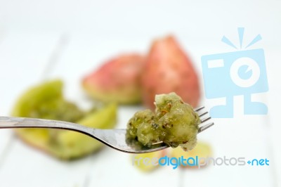Opuntia Ficus-indica Cactus Fruits Opened On A White Background Stock Photo