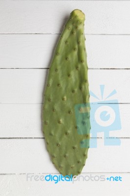Opuntia Ficus-indica Cactus Leaf On A White Background Stock Photo Opuntia Ficus-indica Cactus Leaf On A White Background Stock Photo