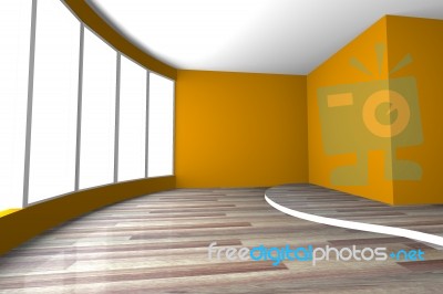 Orange Curve Space Empty Room Stock Image
