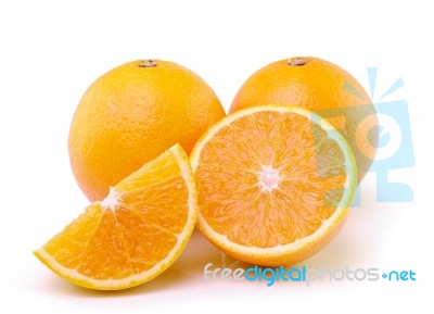 Orange Fruit Isolated On White Background Stock Photo
