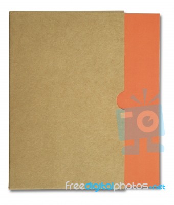 Orange Notebook In Brown Paper Case Isolated On White Background… Stock Photo Orange Notebook In Brown Paper Case Isolated On White Background… Stock Photo