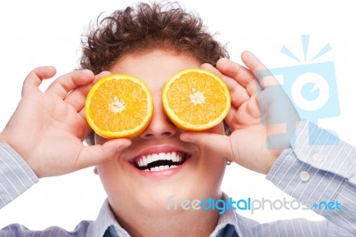 Orange On Eyes Stock Photo