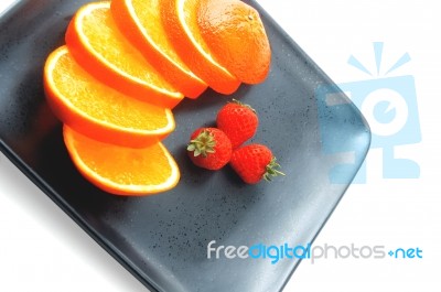 Orange & Strawberries Stock Photo