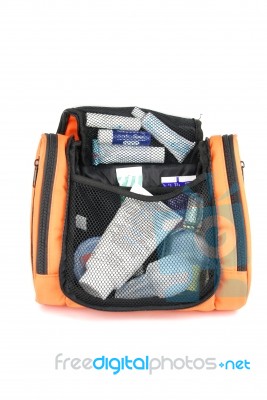 Orange Toiletry Bag Stock Photo