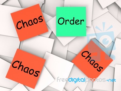 Order Chaos Post-it Notes Mean Orderly Or Chaotic Stock Image