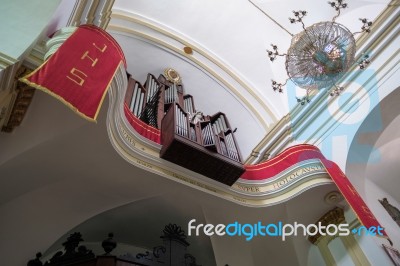 Organ In The Church Of The Encarnacion In Marbella Stock Photo