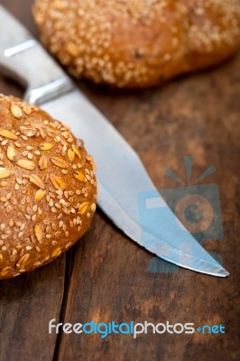 Organic Bread Over Rustic Table Stock Photo
