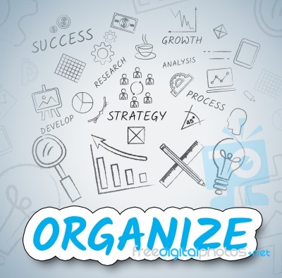 Organize Icons Indicates Management Organization And Arranging Stock Image