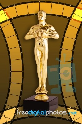 Oscar Film - Golden Trophy Stock Image