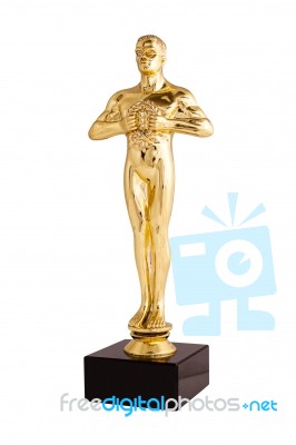 Oscar - Golden Trophy Stock Photo