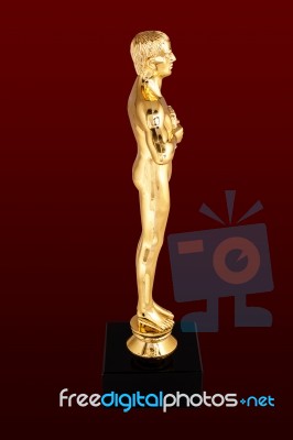 Oscar - Golden Trophy Stock Photo