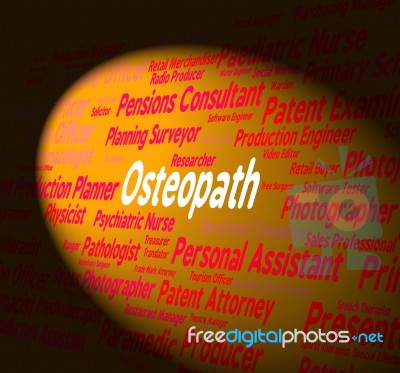 Osteopath Job Meaning Research Work And Bones Stock Image
