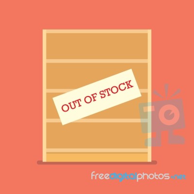 Out Of Stock Sign On Wooden Shelves Stock Image Out Of Stock Sign On Wooden Shelves Stock Image