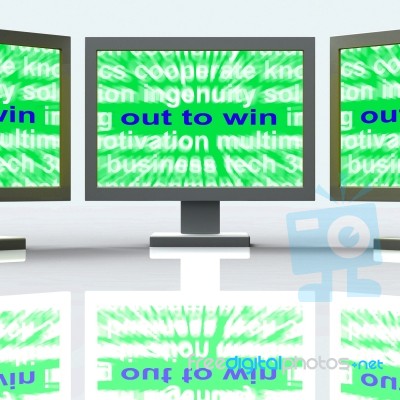 Out To Win Monitors Mean Positive Motivated And Proactive Stock Image