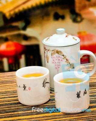 Outdoor Tea Break Represents Restaurant Teacup And Beverage Stock Photo