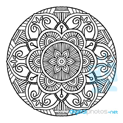 Outline Mandala Decorative Round Ornament, Hand Drawn Style - Ve… Stock Image